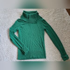 Banana Republic Luxary Cashmere Blend Wool Blend Small Green Turtleneck Sweater